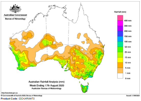 last week total rainfall australia