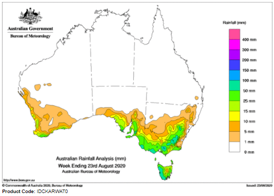 last week total rainfall australia