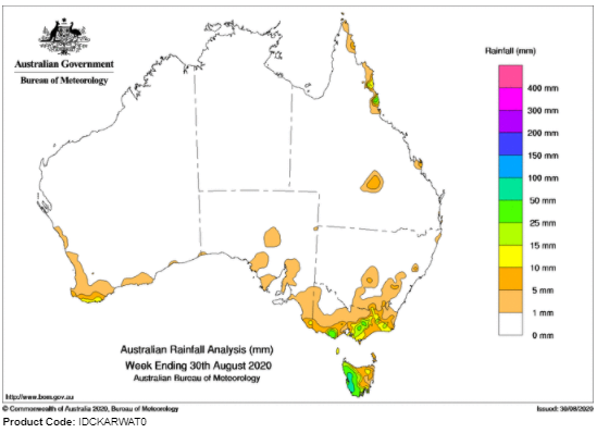 last week total rainfall Australia