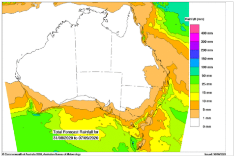 total rainfall forecast Australia
