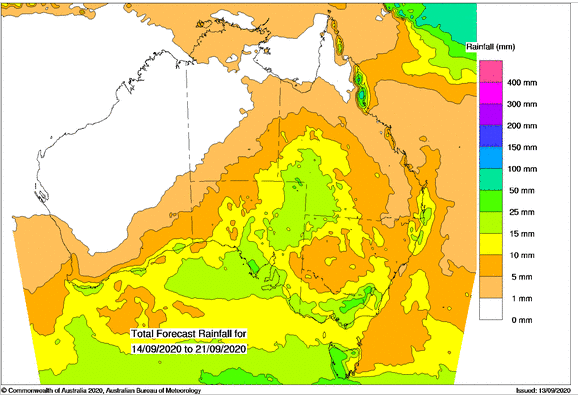 Total Forecast Rainfall for 14.09.2020-21.09.2020